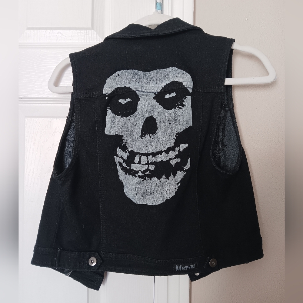 Iron Fist X Misfits Black Denim Vest Crimson Ghost Screenprint